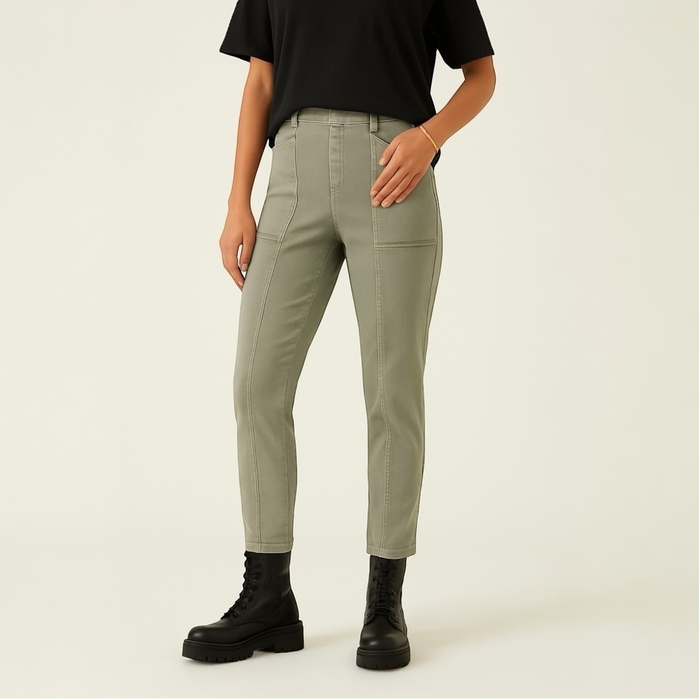 SPANX‎ Stretch Twill Straight Leg Pants in Olive Oil 20399R